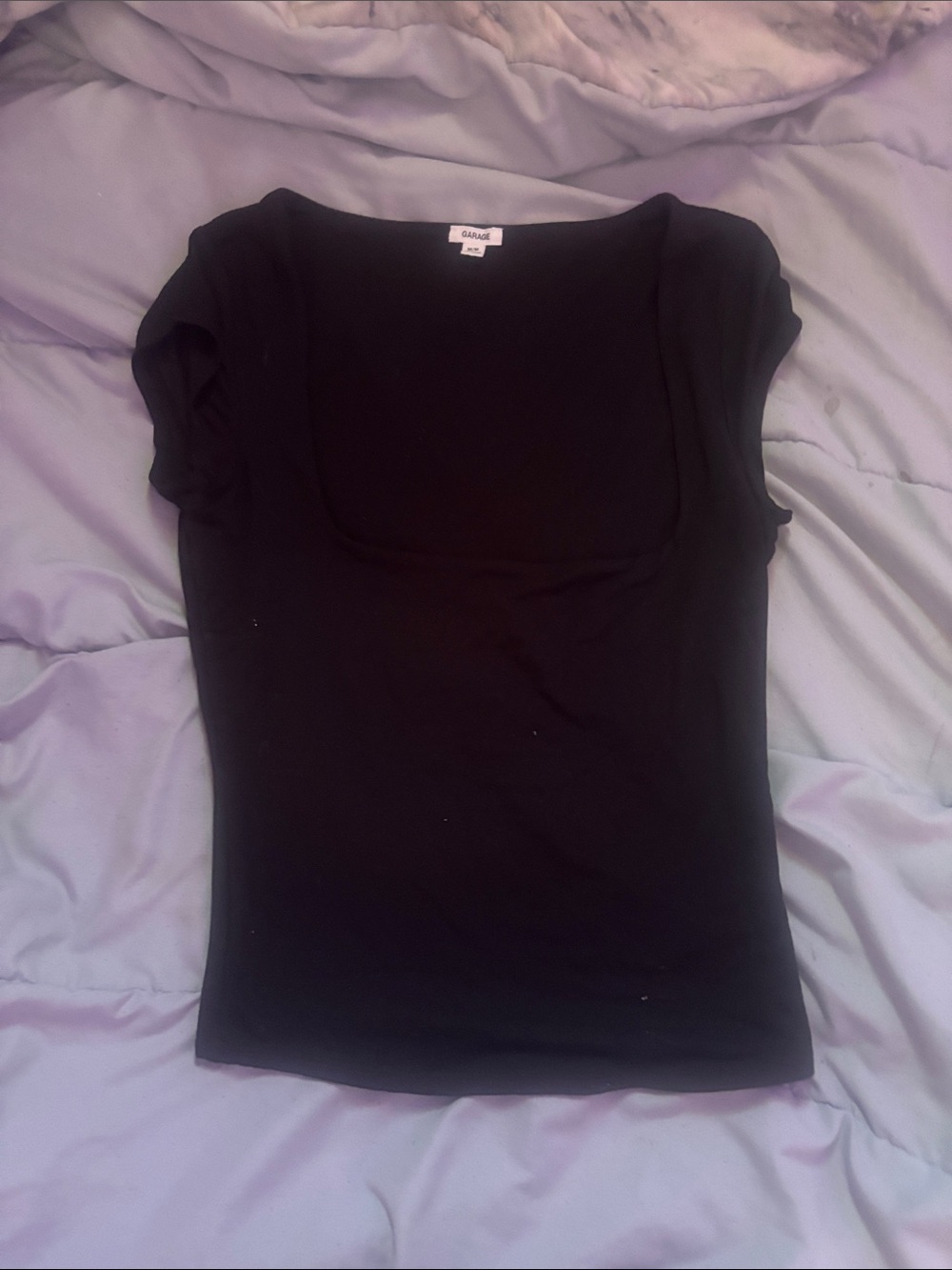 Garage Black Scoop Neck Short Sleeve Top